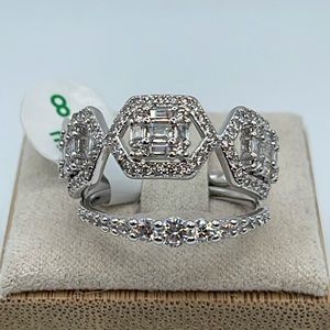 Bomb Party Ring STAYING NEXT TO YOU RBP5886 DiamondCZ/Rhodium 2 ring set NWT&BAG